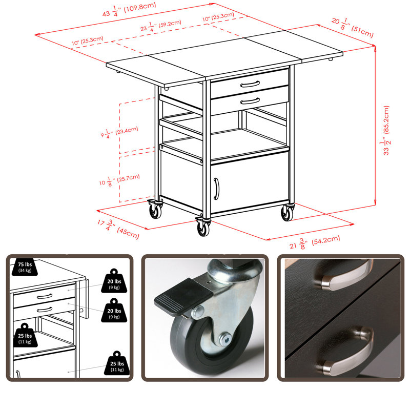 Drop Leaf Kitchen Cart