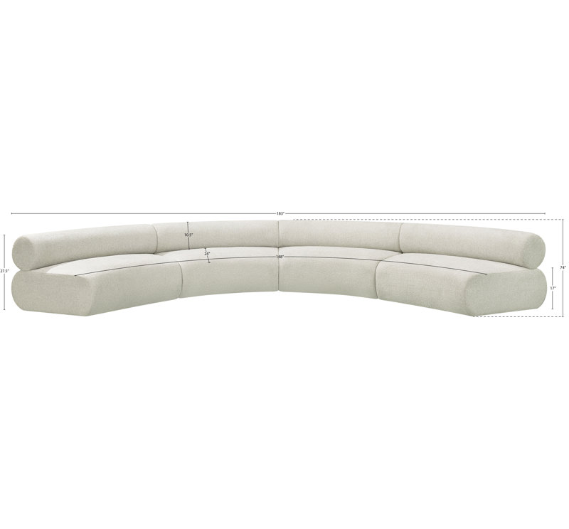 Canapé modulaire rembourré 183 po Bale, Velours crème