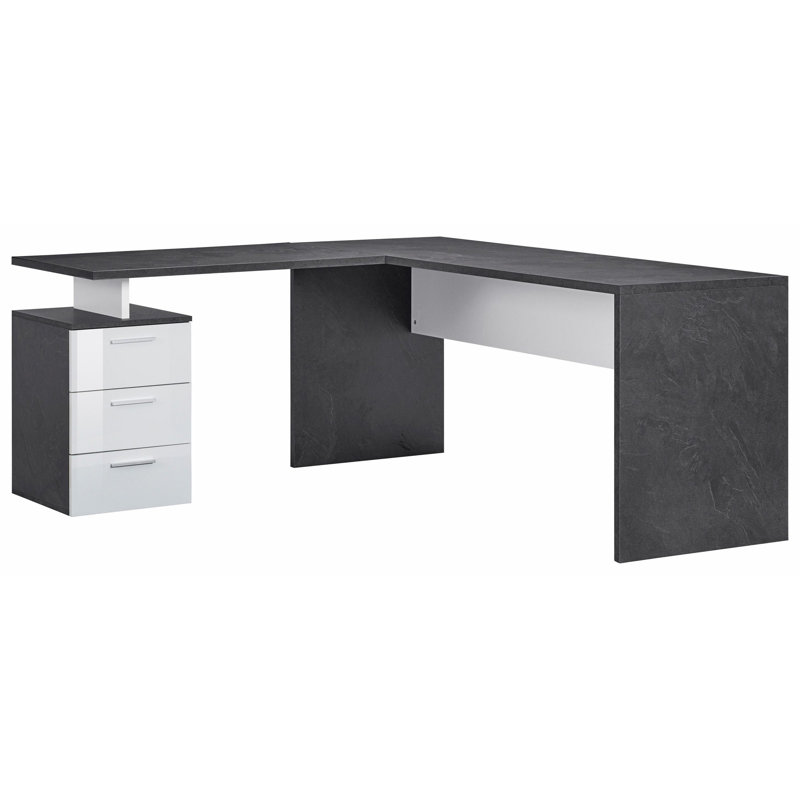 Calderone 180cm W Rectangular Executive Desk, White/Dark Grey