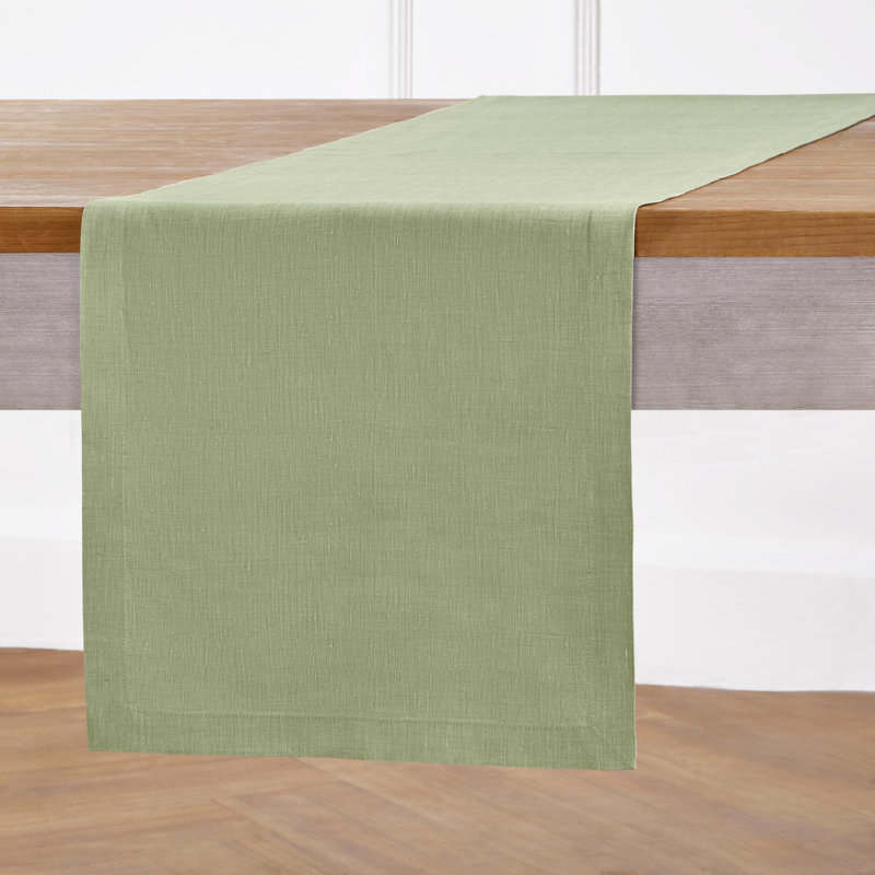 100% Pure Linen Table Runner - Athena, 60" x 14", Chambray Olive