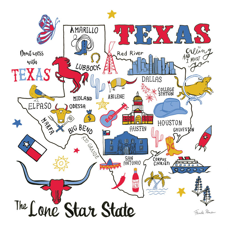 " Texas " by Farida Zaman, 12" H x 12" W