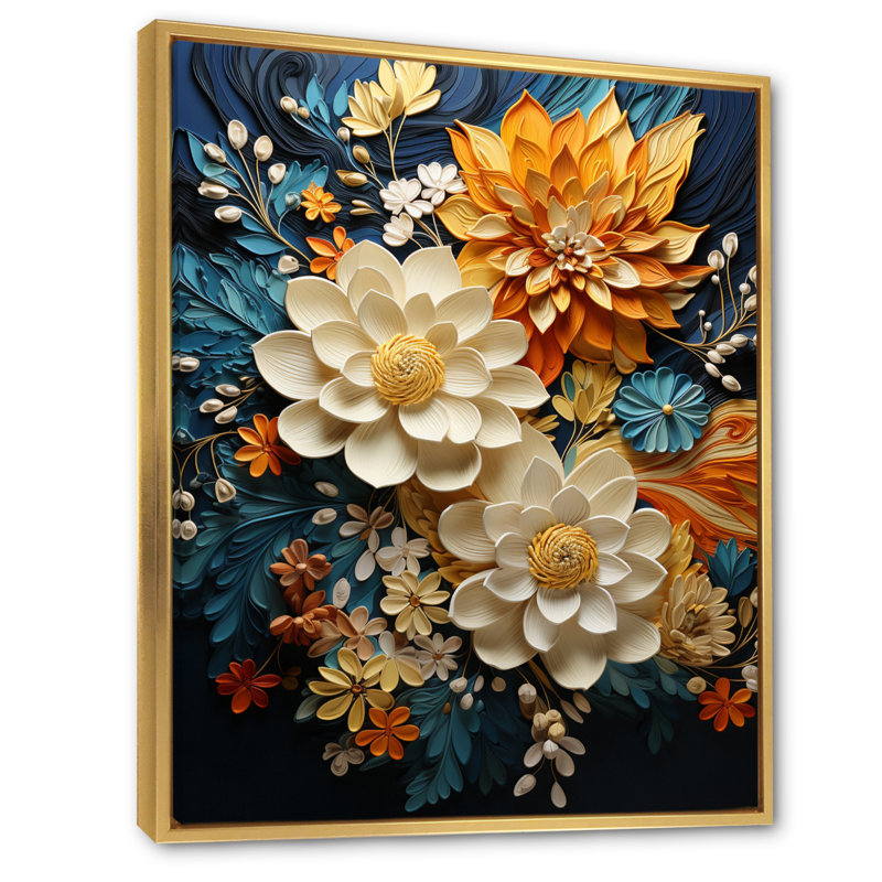 Humira orange sarcelle botanique tourbillon II - art botanique abstrait, H 32 po x l 16 po, Reproduction avec cadre flottant
