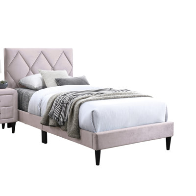 Pink Velvet Bedroom Bed, Adjustable Headboard, Foam Filled For A Relaxing Sleep Experience Bed Frame Bedroom, Headboard Personalized Style