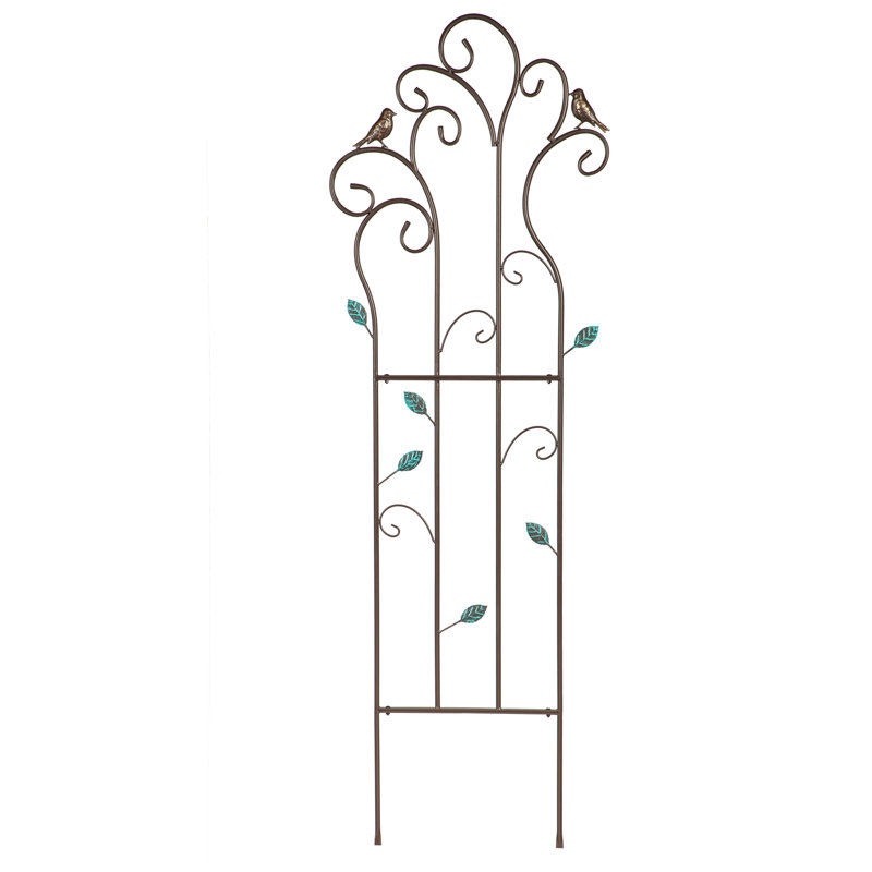 Duquesne 60"H Iron Trellis with Birds and Scrolls