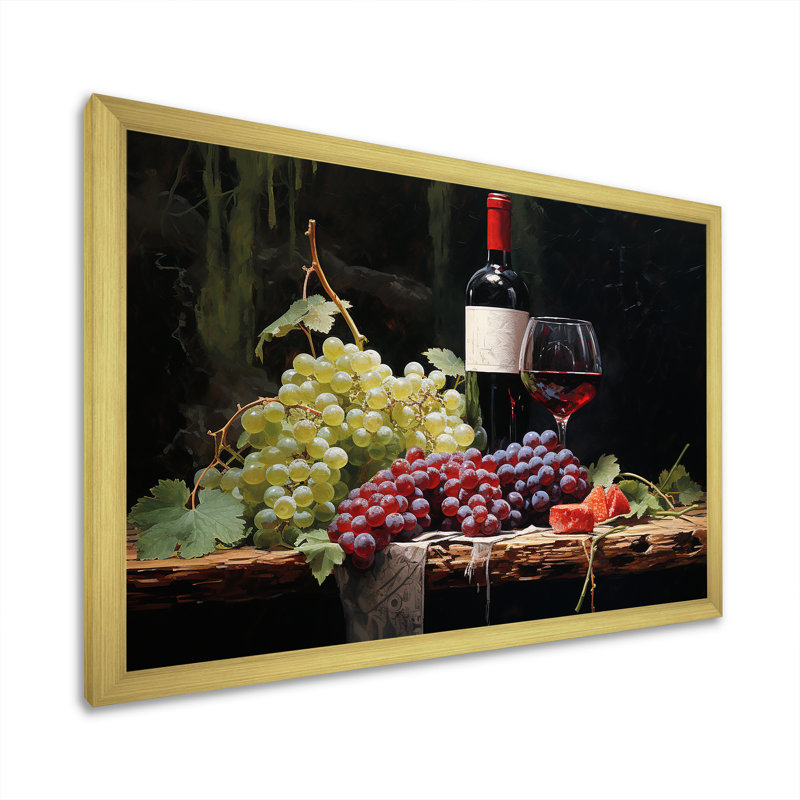 Cabernets Calm II sur toile, H 30 po x l 40 po x P 1,5 po, Cadre doré simple