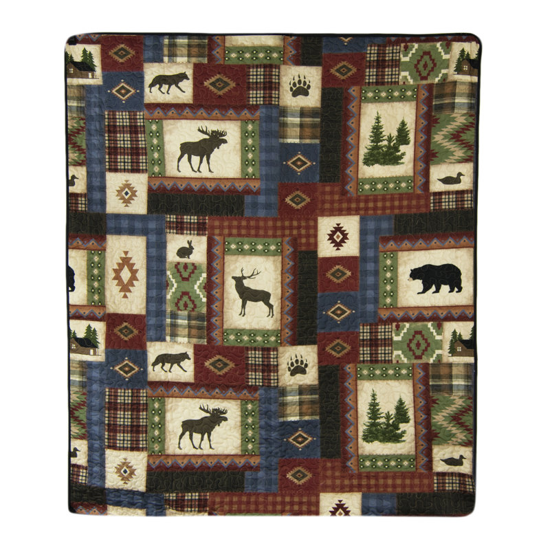 Rustic Multicolor Reversible Polyester Throw Blanket 50" x 60"