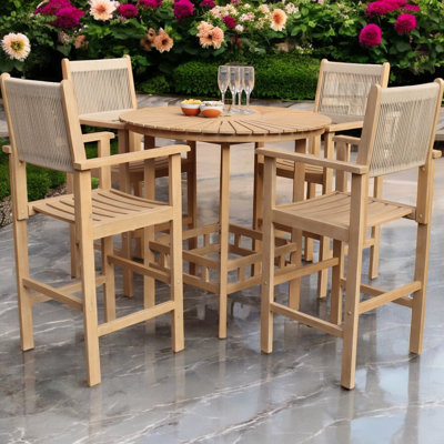 FSC 1 Roma Bar 100cm High Table with 4 x Rope Bar Stools