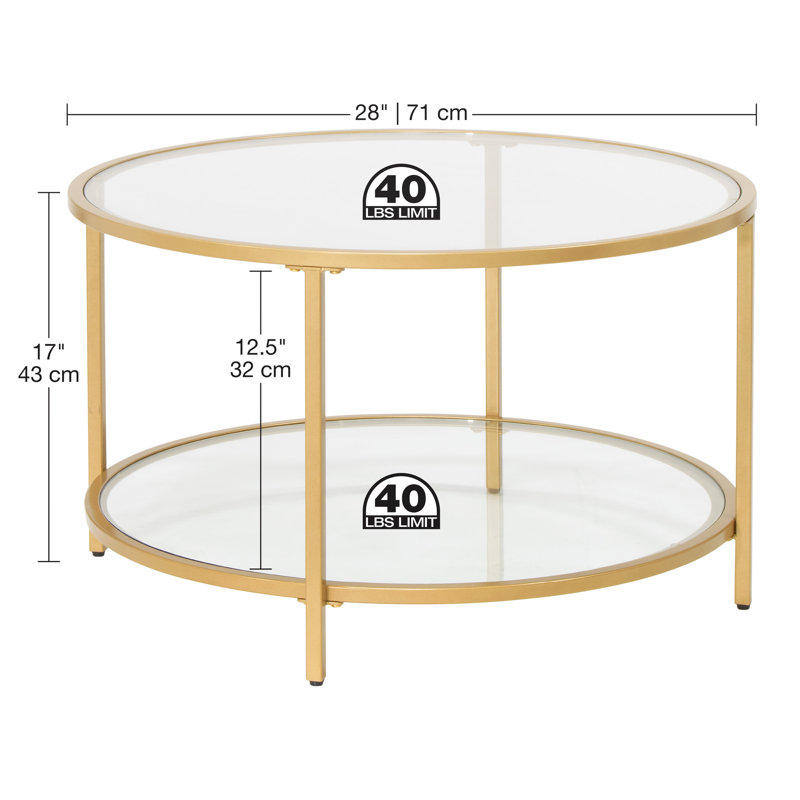 Lisabelle Glass Top Single Coffee Table, Gold