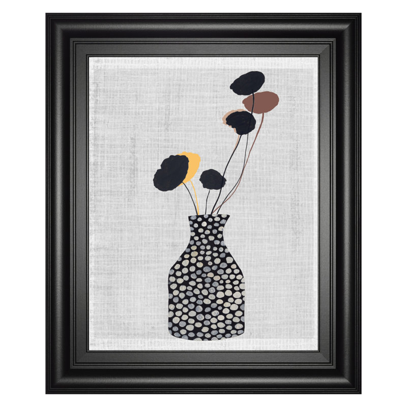 Art mural vase à pois - 22 po x 26 po - cadre noir