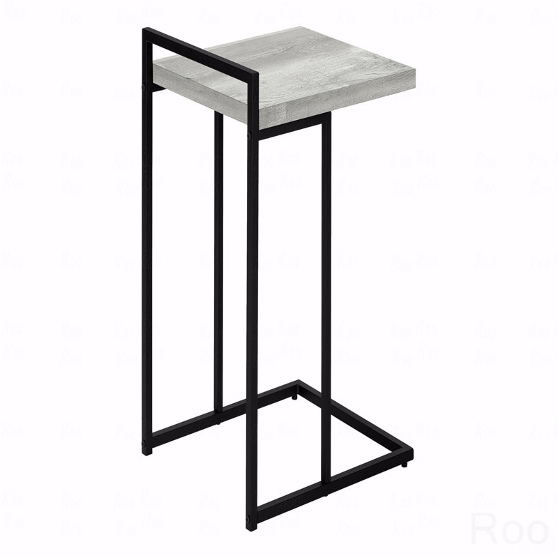 Table d'appoint, en forme de C, bout, côté, collation, stratifié, métal, contemporain, moderne, Gris clair, Noir