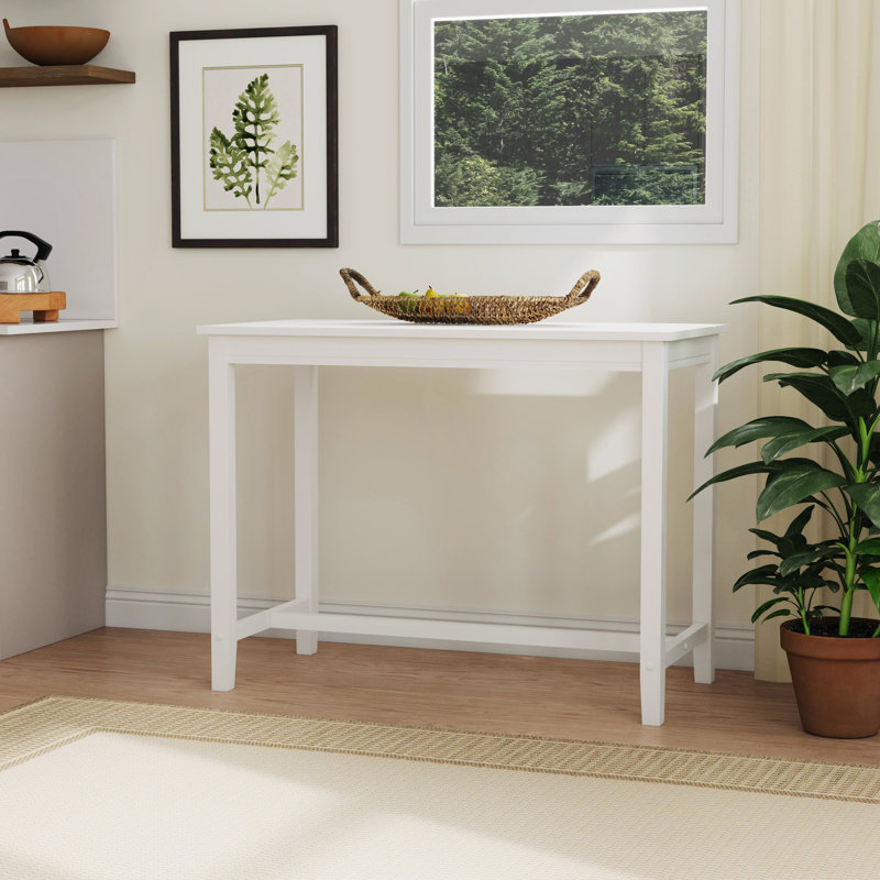 Bartonville Solid Wood Base Pub Table, 36" H x 47.25" L x 23.75" W, White
