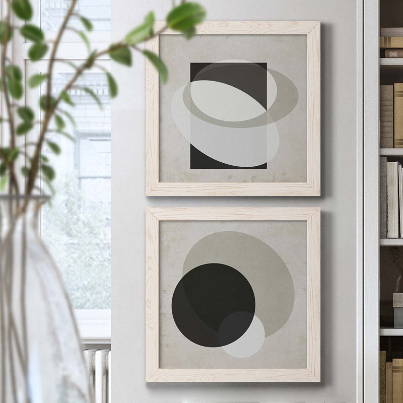 Moderniste Neutre III, ensemble de 2 reproductions d'art sur toile encadrées, H 17 po x l 34 po x P 1,5 po