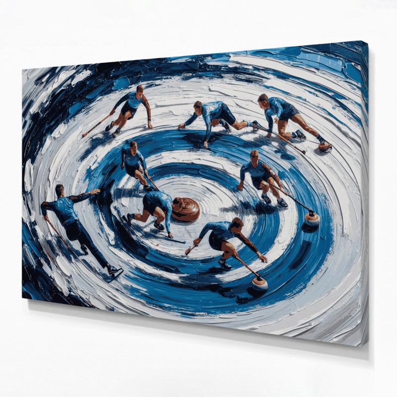 Art sportif sur toile gris Sports Curling, 8" H x 10" W