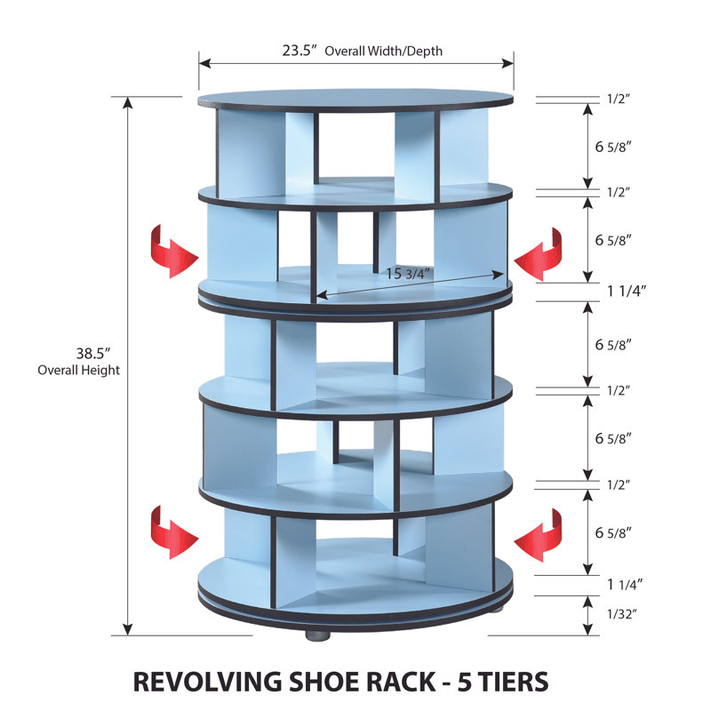 5-Tier Rotating Shoe Rack, 360° Revolving Lazy Susan Spinning Shoe Rack Tower Storage Organizer for Closet Entryway Bedroom Hallway