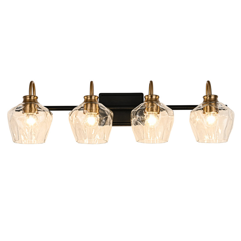 Éclairage pour meuble-lavabo à intensité variable Montalto, Quatre lumières, Noir mat / Or