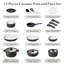 Ensemble de 23 casseroles et poêles à poignée amovibles antiadhésives, ensemble de batterie de cuisine en céramique avec mini-moule à œufs, grande capacité, non toxique, allant au four à induction et au lave-vaisselle, compatible avec les véhicules récréatifs, noir et blanc