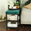 Black Metal Shoe Bench with Velvet Padded Seat | 2-Tier Shoe Rack L81.5 W33 H50 cm-94544519