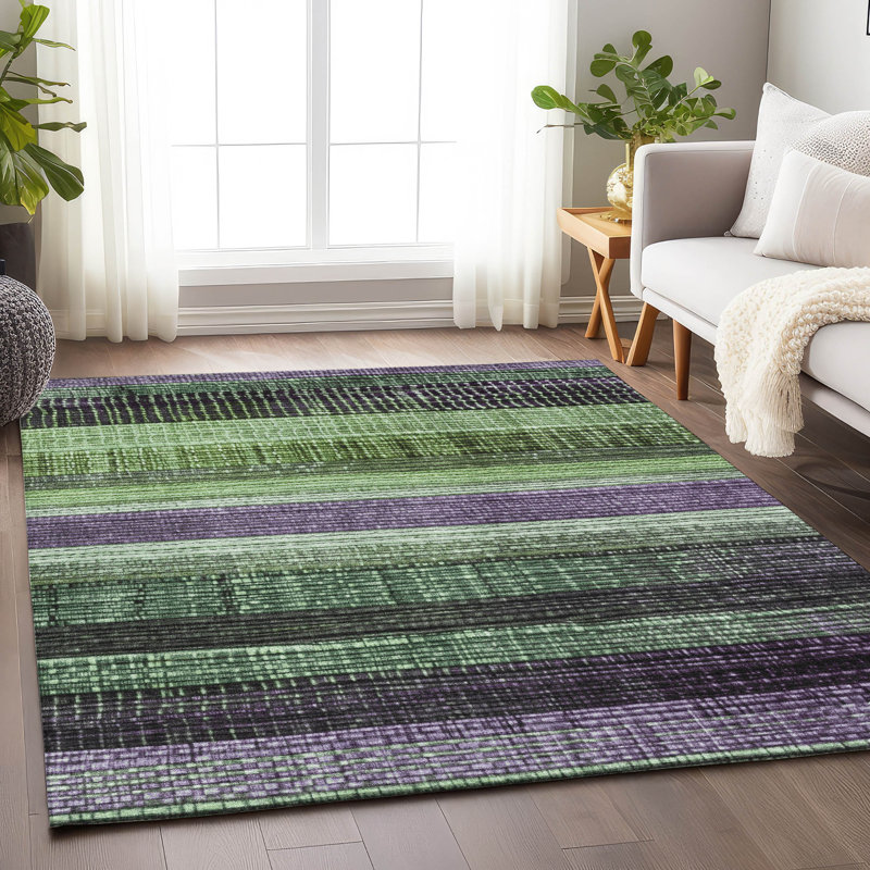 Tapis mauve lavable à la machine intérieur / extérieur Xhevrie, Rectangle 10 pi x 14 pi