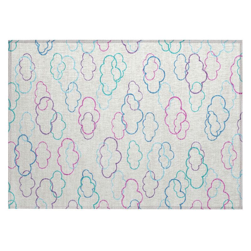 Machine Washable Indoor/Outdoor Chantille ACN2508 Kids Rug, Rectangle 1'8" x 2'6", Ivory