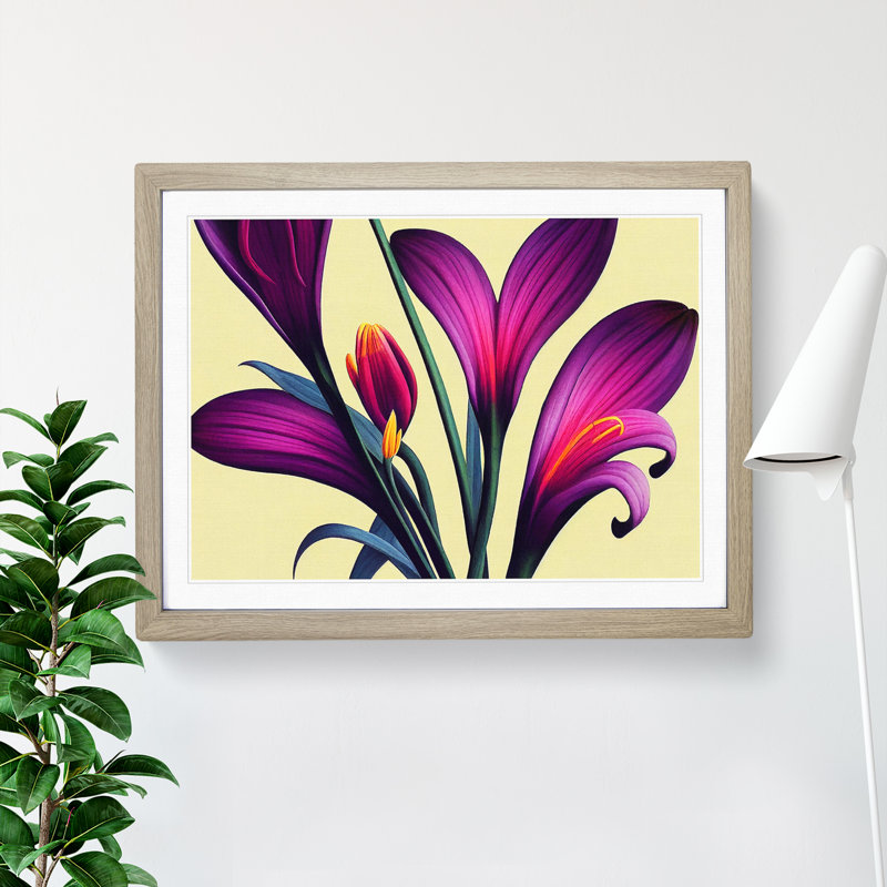 Blissful Flowers - Single Picture Frame Print, Oak