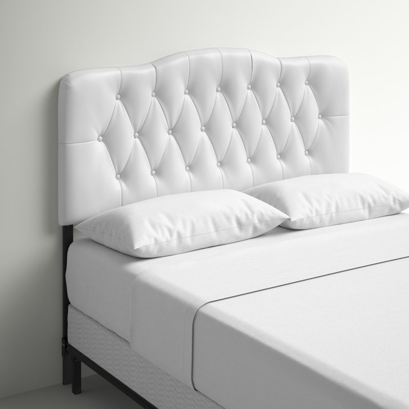 Annabel White Faux Leather Queen Tufted Headboard