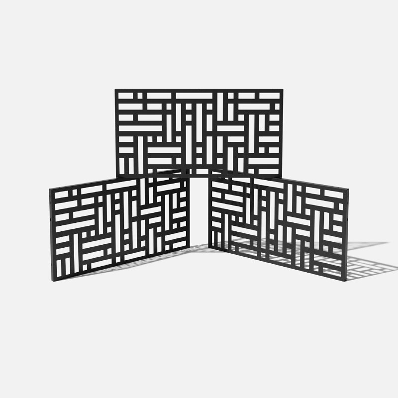 Panneau d'écran en plastique noir à motif de blocs Screen Series (ensemble de 3)