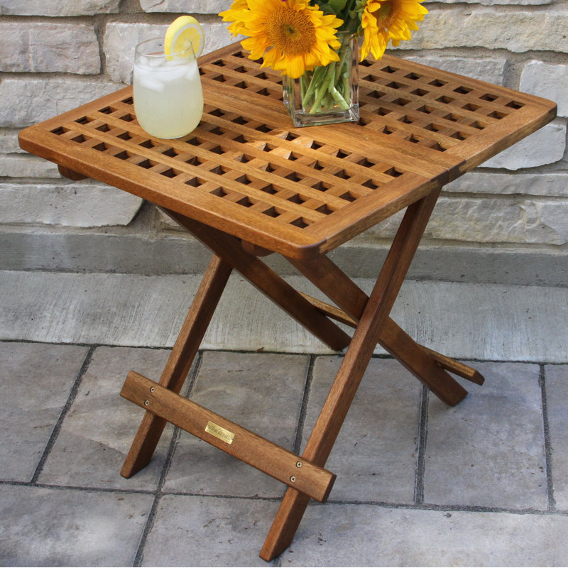 Fleur Square Eucalyptus Folding Outdoor Side Table , 19.5'' in. W 19.5'' in. D
