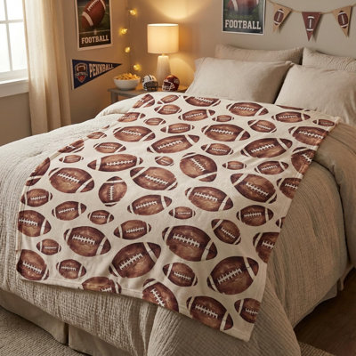 Jeté en flanelle de football, couvertures en molleton douillet et pelucheux pour le canapé-lit, cadeaux idéaux pour les adultes, 50 x 60