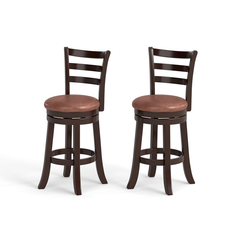 26” Counter Height Swivel Barstools Set of 2 with Back, Faux Leather Seat for Pub, Counter Stool (26” Seat Height), 2