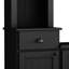 Meuble télé compatible avec téléviseur 75 pouces, noir, avec rangement polyvalent et tablettes réglables en hauteur, finition noire.