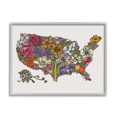 «Botanical State Flowers» par Valentina Harper, États-Unis - carte flottante, impression sur bois