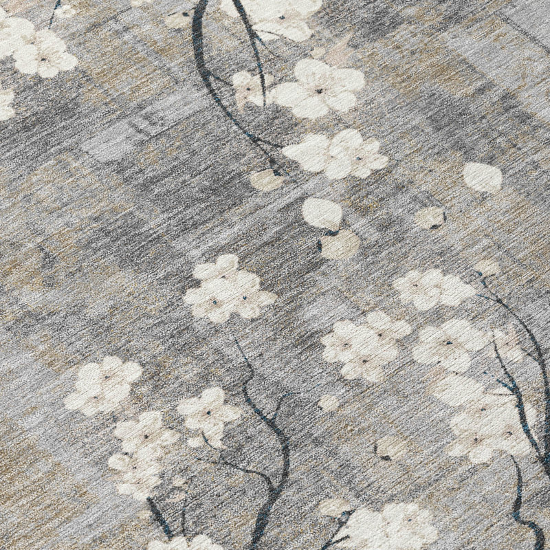 Machine Washable Indoor/Outdoor Boruta ACN2248 Floral Rug, Rectangle 10' x 14'