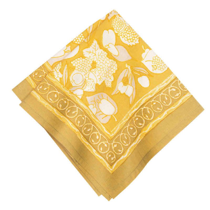 Forest Harvest 100% Cotton Square Napkins, Gray/Mustard