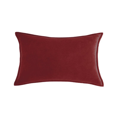 Wine Red Set of 2 Velvet Solid Colors Decorative Throw Pillows size  20"x20" with 580g each inserts