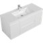 Meuble-lavabo flottant moderne 48 po avec lavabo en résine, armoire de rangement murale, tiroirs à fermeture en douceur, finition blanc brillant