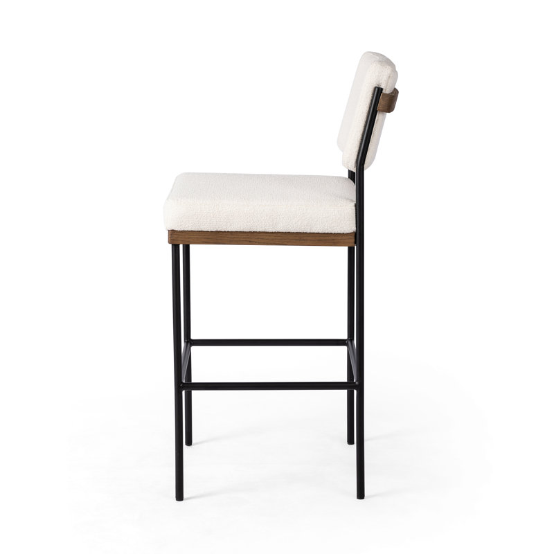 Benton Upholstered Stool with Metal Frame, Fayette Cloud/Polyester Blend, Bar Stool (30.3" Seat Height)