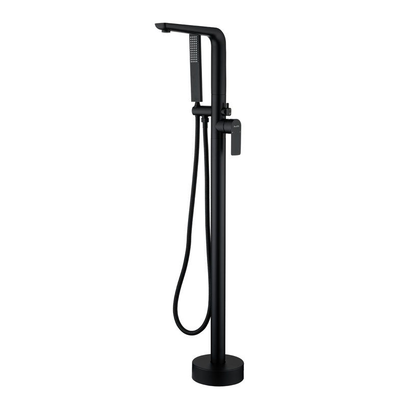 1 Handle Floor Clawfoot Tub Faucet with Diverter, Black