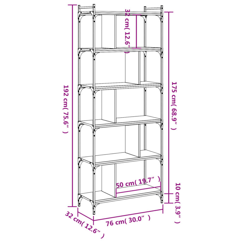 Enriko 192cm H Standard Bookcase, Grey Sonoma