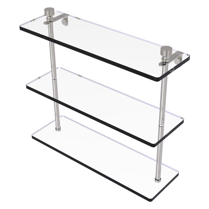 Ballenas 3 Piece Tiered Shelf, Satin Nickel, 15" H x 16" W x 5" D