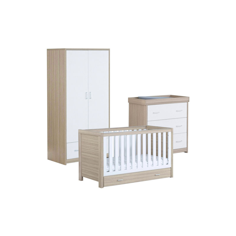 Luno 3 Piece Room Set with Drawer, Oak White
