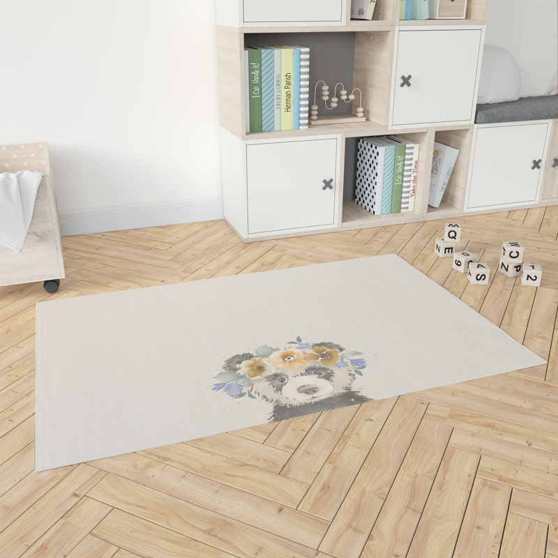 Panda Kids Play Mat, Ivory, Rectangle 2' x 3'