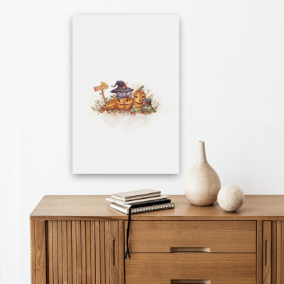 Adorables chatons d'Halloween, art mural abstrait contemporain représentant des chats dans un paysage d'automne