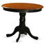 L'ensemble 3 pièces de table et chaises de cuisine comprend une table de salle à manger ronde avec piédestal et 2 chaises de salle à manger en tissu de lin, 36 x 36 pouces, acajou-2077484124-2116777528-2116777530