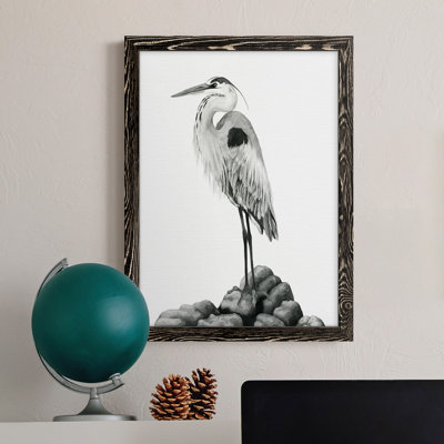 Shoreline Heron en toile encadrée de qualité supérieure - prêt à accrocher