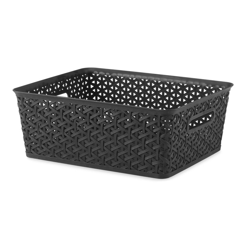Whitmor Resin Form Half Basket, Black, Large