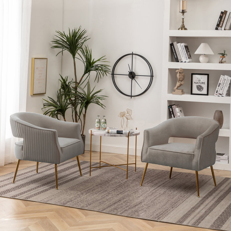 Fauteuil d'appoint en velours Chynna, Gris