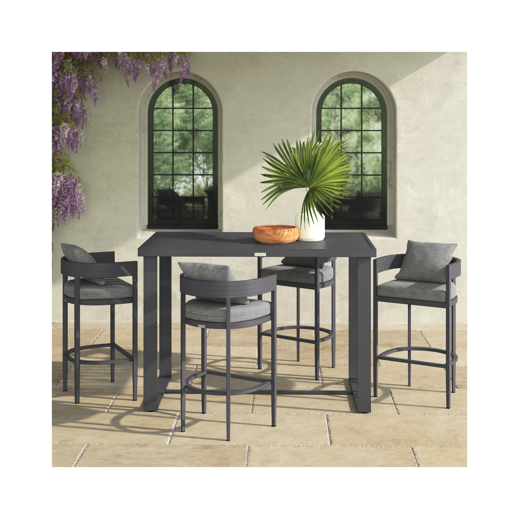 Elza 59'' Rectangular 4 - Person Outdoor Dining Set with Cushions