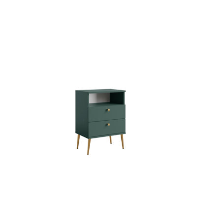 Abbegayle bedside table with a drawer, golden handles and feet