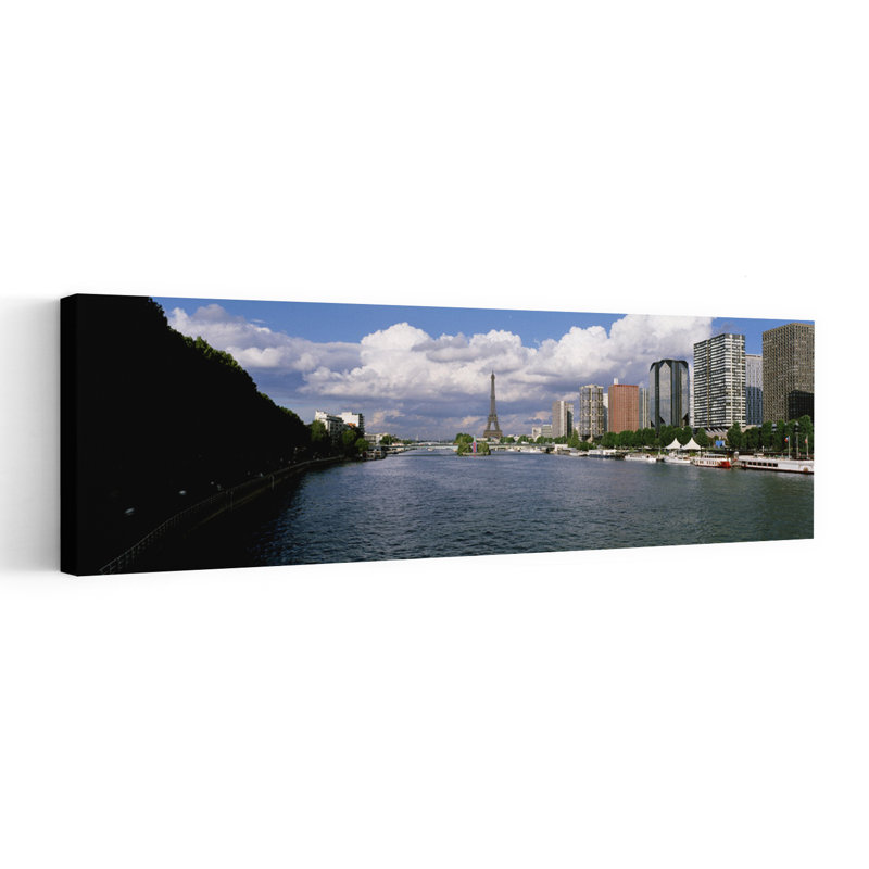Tour Eiffel sur la seine, Paris, France, architecture contemporaine abstraite, art mural, H 16 po x l 48 po