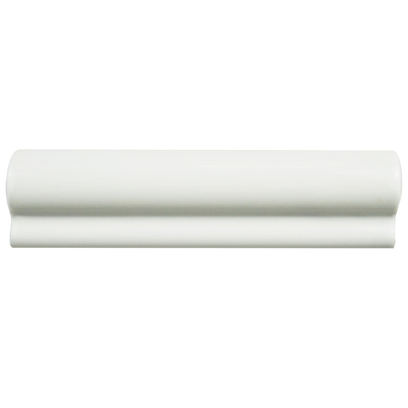 Santorini 7.9" x 2" Ceramic Chair Rail Tile Trim in Blanco